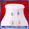 Silver Pink Rice Pearls Earrings Wedding Long Pearl Dangle Earrings